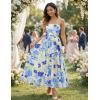 MEROKEETY Women’s 2026 Summer Floral Strapless Maxi Dress Boho Tube Smocked Tie Wedding Guest Cocktail Long Dresses(Blue)