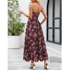 MEROKEETY Women’s 2026 Summer Floral Strapless Maxi Dress Boho Tube Smocked Tie Wedding Guest Cocktail Long Dresses(Coffee)