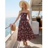 MEROKEETY Women’s 2026 Summer Floral Strapless Maxi Dress Boho Tube Smocked Tie Wedding Guest Cocktail Long Dresses(Coffee)