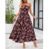 MEROKEETY Women’s 2026 Summer Floral Strapless Maxi Dress Boho Tube Smocked Tie Wedding Guest Cocktail Long Dresses(Coffee)