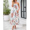 MEROKEETY Women’s 2026 Summer Floral Strapless Maxi Dress Boho Tube Smocked Tie Wedding Guest Cocktail Long Dresses(Ivory)