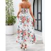 MEROKEETY Women’s 2026 Summer Floral Strapless Maxi Dress Boho Tube Smocked Tie Wedding Guest Cocktail Long Dresses(Ivory)