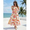 MEROKEETY Women’s 2026 Summer Floral Strapless Maxi Dress Boho Tube Smocked Tie Wedding Guest Cocktail Long Dresses(Multicolored)
