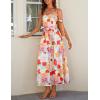 MEROKEETY Women’s 2026 Summer Floral Strapless Maxi Dress Boho Tube Smocked Tie Wedding Guest Cocktail Long Dresses(Multicolored)