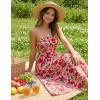 MEROKEETY Women’s 2026 Summer Floral Strapless Maxi Dress Boho Tube Smocked Tie Wedding Guest Cocktail Long Dresses(Pink)