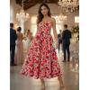 MEROKEETY Women’s 2026 Summer Floral Strapless Maxi Dress Boho Tube Smocked Tie Wedding Guest Cocktail Long Dresses(Pink)