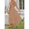 MEROKEETY Women’s 2026 Summer Flowy Midi Maxi Dress Short Sleeve Square Neck Smocked Tiered Ruffle Boho Dresses with Pockets(Khaki)