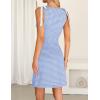 MEROKEETY Women’s 2026 Summer Gingham Mini Dress Ruched Sleeveless Boat Neck Cocktail Party Beach Dresses(Blue)