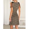 MEROKEETY Women’s 2026 Summer Gingham Mini Dress Ruched Sleeveless Boat Neck Cocktail Party Beach Dresses(Brown)