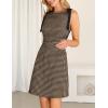 MEROKEETY Women’s 2026 Summer Gingham Mini Dress Ruched Sleeveless Boat Neck Cocktail Party Beach Dresses(Brown)