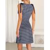 MEROKEETY Women’s 2026 Summer Gingham Mini Dress Ruched Sleeveless Boat Neck Cocktail Party Beach Dresses(Navy)