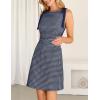 MEROKEETY Women’s 2026 Summer Gingham Mini Dress Ruched Sleeveless Boat Neck Cocktail Party Beach Dresses(Navy)