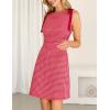 MEROKEETY Women’s 2026 Summer Gingham Mini Dress Ruched Sleeveless Boat Neck Cocktail Party Beach Dresses(Red)