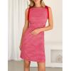 MEROKEETY Women’s 2026 Summer Gingham Mini Dress Ruched Sleeveless Boat Neck Cocktail Party Beach Dresses(Red)
