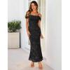 MEROKEETY Women’s 2026 Summer Off The Shoulder Spaghetti Strap Floral Mesh Wedding Guest Cocktail Formal Party Maxi Dresses(Black)
