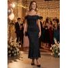 MEROKEETY Women’s 2026 Summer Off The Shoulder Spaghetti Strap Floral Mesh Wedding Guest Cocktail Formal Party Maxi Dresses(Black)