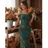 MEROKEETY Women’s 2026 Summer Off The Shoulder Spaghetti Strap Floral Mesh Wedding Guest Cocktail Formal Party Maxi Dresses(Green)