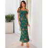 MEROKEETY Women’s 2026 Summer Off The Shoulder Spaghetti Strap Floral Mesh Wedding Guest Cocktail Formal Party Maxi Dresses(Green)