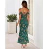 MEROKEETY Women’s 2026 Summer Off The Shoulder Spaghetti Strap Floral Mesh Wedding Guest Cocktail Formal Party Maxi Dresses(Green)