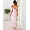 MEROKEETY Women’s 2026 Summer Off The Shoulder Spaghetti Strap Floral Mesh Wedding Guest Cocktail Formal Party Maxi Dresses(Pink)