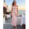 MEROKEETY Women’s 2026 Summer Off The Shoulder Spaghetti Strap Floral Mesh Wedding Guest Cocktail Formal Party Maxi Dresses(Pink)
