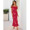 MEROKEETY Women’s 2026 Summer Off The Shoulder Spaghetti Strap Floral Mesh Wedding Guest Cocktail Formal Party Maxi Dresses(Red)