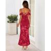 MEROKEETY Women’s 2026 Summer Off The Shoulder Spaghetti Strap Floral Mesh Wedding Guest Cocktail Formal Party Maxi Dresses(Red)