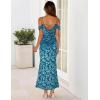 MEROKEETY Women’s 2026 Summer Off The Shoulder Spaghetti Strap Floral Mesh Wedding Guest Cocktail Formal Party Maxi Dresses(Teal)