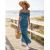 MEROKEETY Women’s 2026 Summer Off The Shoulder Spaghetti Strap Floral Mesh Wedding Guest Cocktail Formal Party Maxi Dresses(Teal)