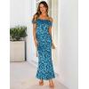 MEROKEETY Women’s 2026 Summer Off The Shoulder Spaghetti Strap Floral Mesh Wedding Guest Cocktail Formal Party Maxi Dresses(Teal)