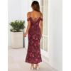 MEROKEETY Women’s 2026 Summer Off The Shoulder Spaghetti Strap Floral Mesh Wedding Guest Cocktail Formal Party Maxi Dresses(Wine)