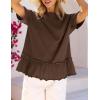 MEROKEETY Women’s 2026 Summer Peplum Tops Oversized Blouse Casual Short Sleeve Crew Neck Ruffle Tunic T Shirts(Coffee)