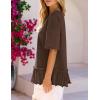 MEROKEETY Women’s 2026 Summer Peplum Tops Oversized Blouse Casual Short Sleeve Crew Neck Ruffle Tunic T Shirts(Coffee)
