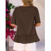 MEROKEETY Women’s 2026 Summer Peplum Tops Oversized Blouse Casual Short Sleeve Crew Neck Ruffle Tunic T Shirts(Coffee)