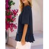 MEROKEETY Women’s 2026 Summer Peplum Tops Oversized Blouse Casual Short Sleeve Crew Neck Ruffle Tunic T Shirts(Navy)