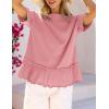 MEROKEETY Women’s 2026 Summer Peplum Tops Oversized Blouse Casual Short Sleeve Crew Neck Ruffle Tunic T Shirts(Pink)