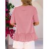 MEROKEETY Women’s 2026 Summer Peplum Tops Oversized Blouse Casual Short Sleeve Crew Neck Ruffle Tunic T Shirts(Pink)