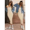 MEROKEETY Women’s 2026 Summer Spring Bodycon Midi Dress Beach Vacation Sleeveless Striped Ribbed Knit Party Sweater Dresses(Beige)