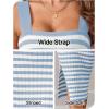 MEROKEETY Women’s 2026 Summer Spring Bodycon Midi Dress Beach Vacation Sleeveless Striped Ribbed Knit Party Sweater Dresses(Blue)