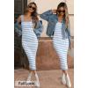 MEROKEETY Women’s 2026 Summer Spring Bodycon Midi Dress Beach Vacation Sleeveless Striped Ribbed Knit Party Sweater Dresses(Blue)
