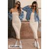 MEROKEETY Women’s 2026 Summer Spring Bodycon Midi Dress Beach Vacation Sleeveless Striped Ribbed Knit Party Sweater Dresses(Khaki)