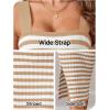 MEROKEETY Women’s 2026 Summer Spring Bodycon Midi Dress Beach Vacation Sleeveless Striped Ribbed Knit Party Sweater Dresses(Khaki)