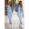 MEROKEETY Women’s 2026 Summer Spring Bodycon Midi Dress Beach Vacation Sleeveless Striped Ribbed Knit Party Sweater Dresses(Lakeblue)