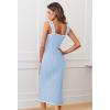 MEROKEETY Women’s 2026 Summer Spring Bodycon Midi Dress Beach Vacation Sleeveless Striped Ribbed Knit Party Sweater Dresses(Lightblue)
