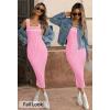 MEROKEETY Women’s 2026 Summer Spring Bodycon Midi Dress Beach Vacation Sleeveless Striped Ribbed Knit Party Sweater Dresses(Lightpink)