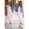 MEROKEETY Women’s 2026 Summer Spring Bodycon Midi Dress Beach Vacation Sleeveless Striped Ribbed Knit Party Sweater Dresses(Lightpurple)