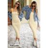 MEROKEETY Women’s 2026 Summer Spring Bodycon Midi Dress Beach Vacation Sleeveless Striped Ribbed Knit Party Sweater Dresses(Lightyellow)