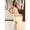 MEROKEETY Women’s 2026 Summer Spring Bodycon Midi Dress Beach Vacation Sleeveless Striped Ribbed Knit Party Sweater Dresses(Lightyellow)