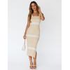 MEROKEETY Women’s 2026 Summer Spring Bodycon Midi Dress Beach Vacation Sleeveless Striped Ribbed Knit Party Sweater Dresses(Newbeige)