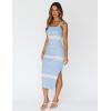 MEROKEETY Women’s 2026 Summer Spring Bodycon Midi Dress Beach Vacation Sleeveless Striped Ribbed Knit Party Sweater Dresses(Newblue)